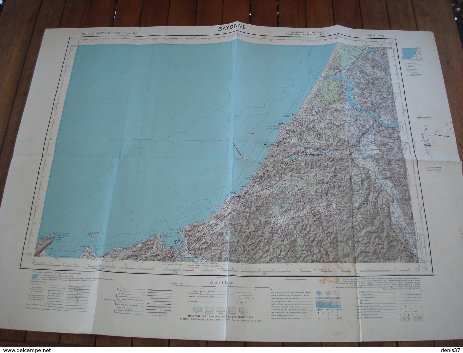 Carte Bayonne 1949. - Topographical Maps