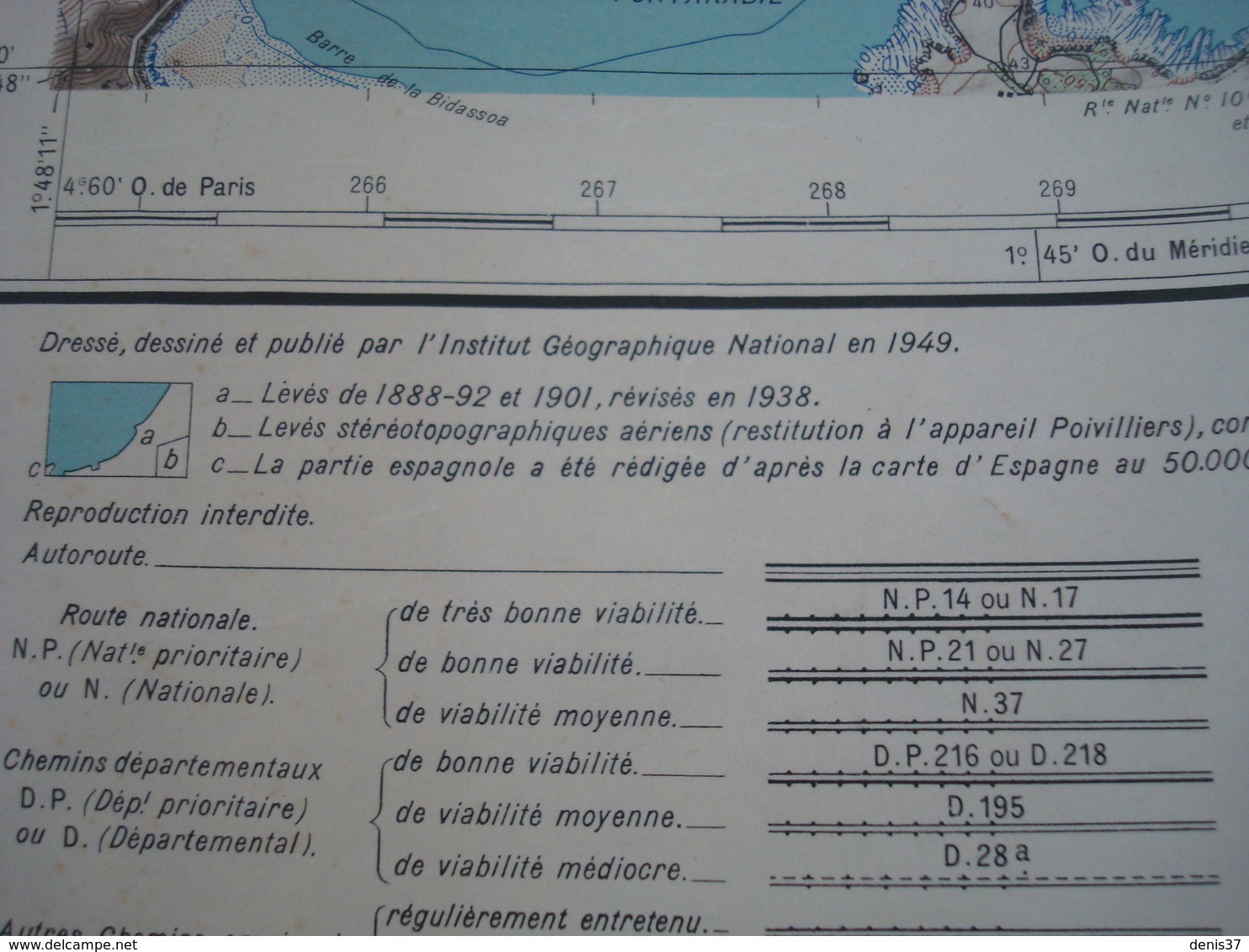 Carte Bayonne 1949. - Topographical Maps