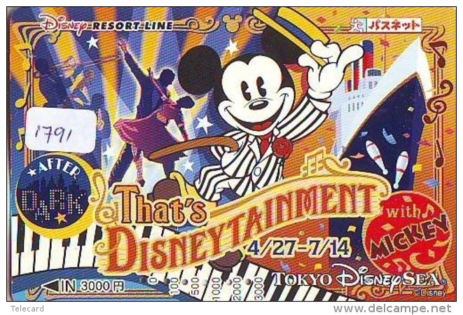 Carte Prépayée Japon * DISNEY * TOKYO SEA * RESORT LINE  (1791) MUSIQUE * JAPAN PREPAID CARD - Disney