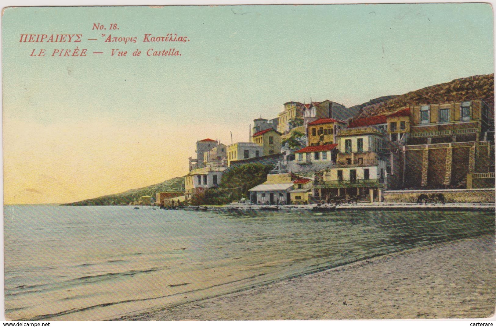 Cpa,grèce Et Son Passé,past,le Pirèe,vue De Castella,vue Sur La Mer Et Son Futur Port ,athène Rare - Griechenland