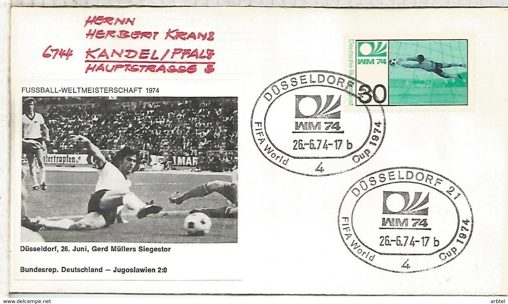 ALEMANIA 1974 FDC DÜSSELDORF COPA MUNDIAL DE FUTBOL FOOTBALL WORLD CUP - 1974 – West-Duitsland