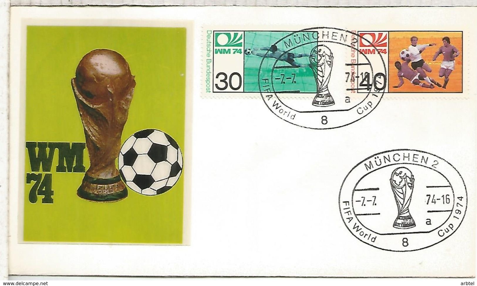 ALEMANIA 1974 FDC MUNCHEN COPA MUNDIAL DE FUTBOL FOOTBALL WORLD CUP - 1974 – West Germany