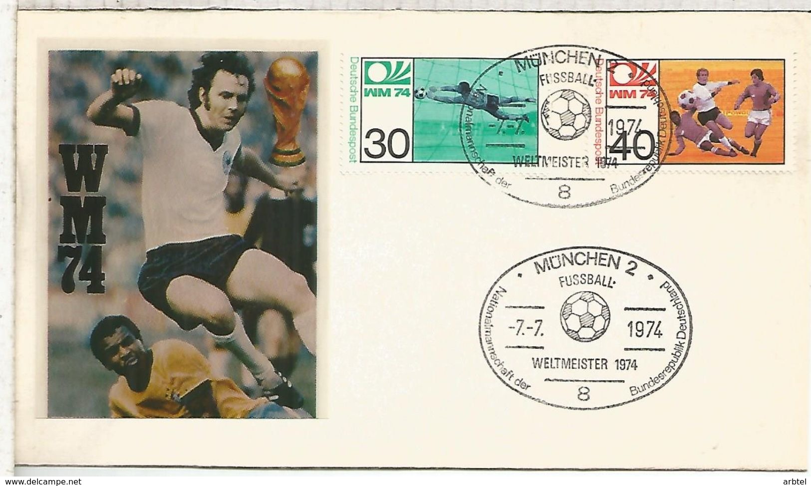 ALEMANIA 1974 FDC MUNCHEN COPA MUNDIAL DE FUTBOL FOOTBALL WORLD CUP - 1974 – Alemania Occidental