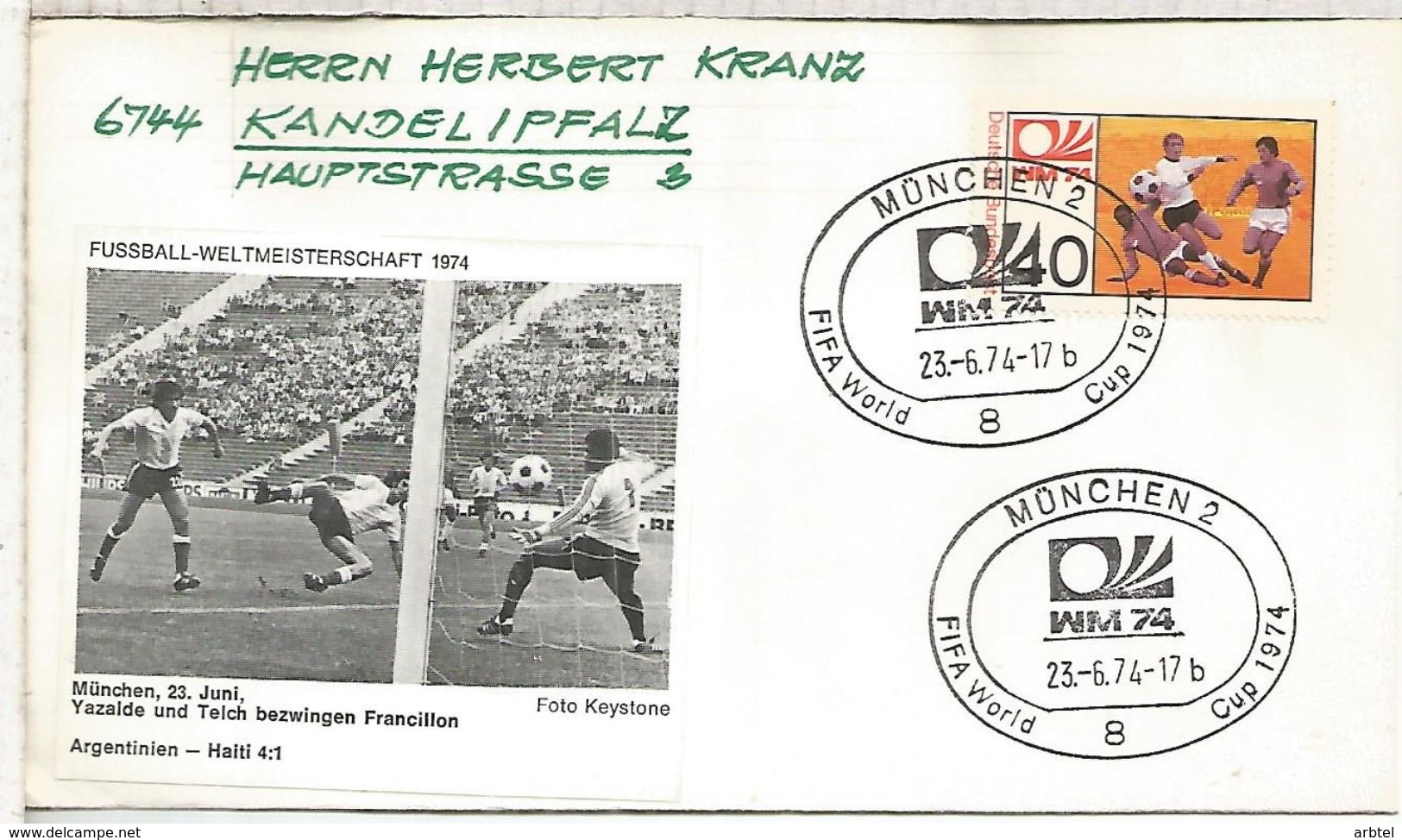 ALEMANIA 1974 FDC MUNCHEN COPA MUNDIAL DE FUTBOL FOOTBALL WORLD CUP - 1974 – Alemania Occidental