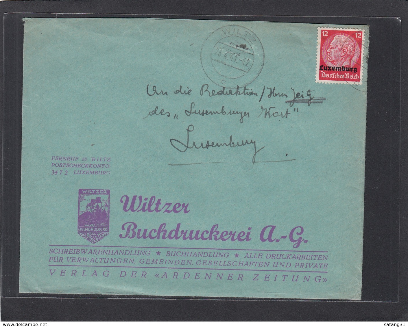 WILZER BUCHDRUCKEREI A. G. - 1940-1944 Deutsche Besatzung