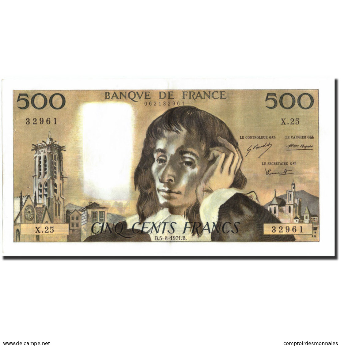 France, 500 Francs, 500 F 1968-1993 ''Pascal'', 1971, 1971-08-05, TTB+ - 500 F 1968-1993 ''Pascal''