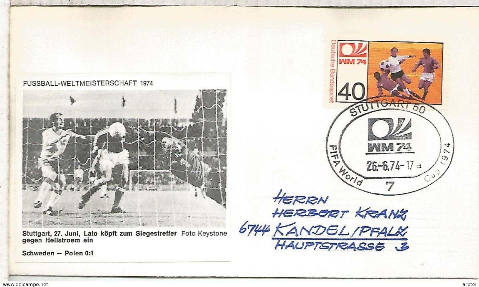 ALEMANIA 1974 FDC STUTTGART COPA MUNDIAL DE FUTBOL FOOTBALL WORLD CUP - 1974 – Alemania Occidental