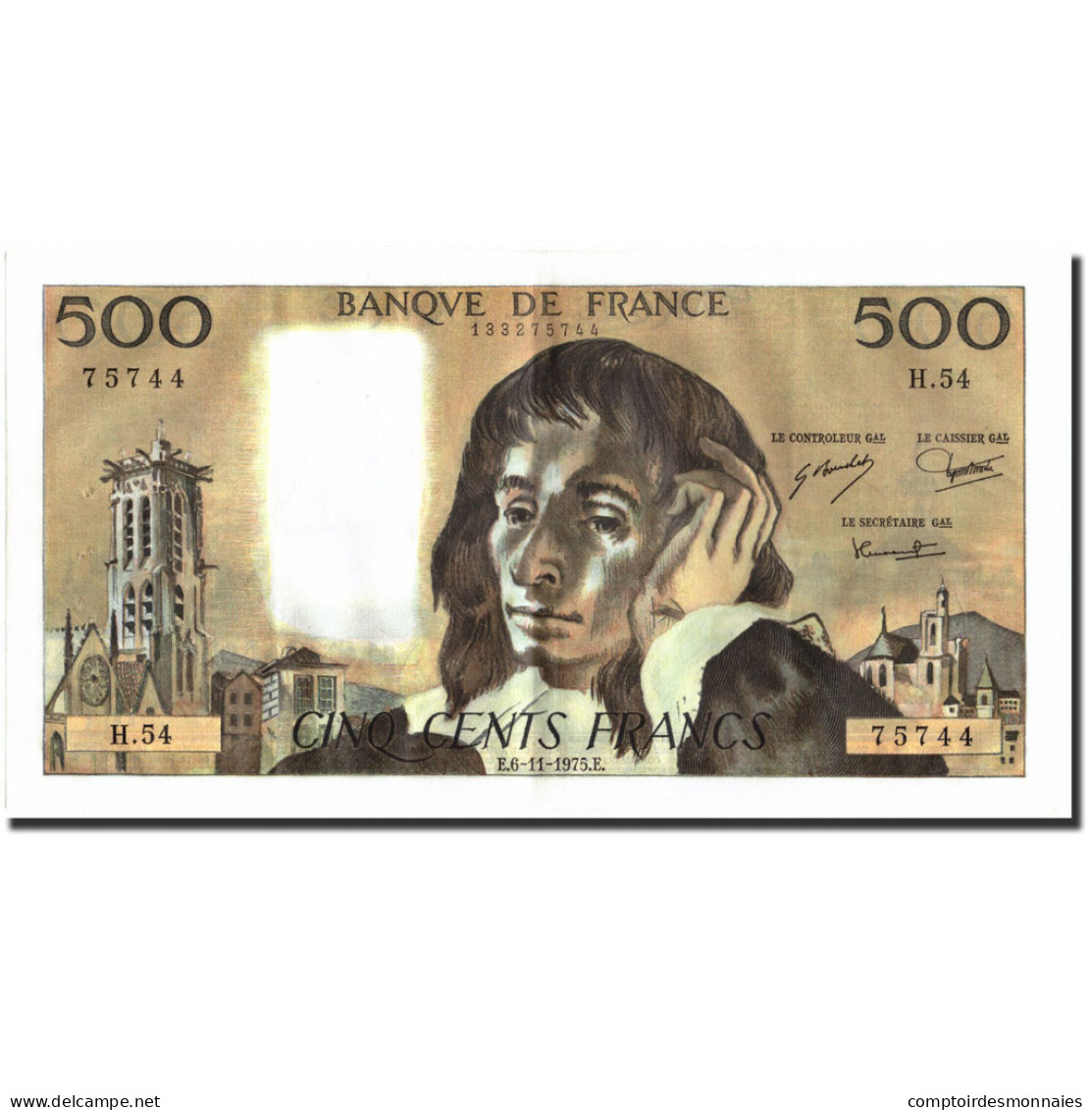 France, 500 Francs, 500 F 1968-1993 ''Pascal'', 1975, 1975-11-06, TTB+ - 500 F 1968-1993 ''Pascal''