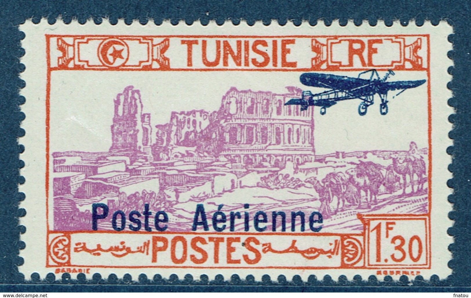 French Tunisia, El Djem, 1f30, 1928, MH VF  Airmail - Airmail
