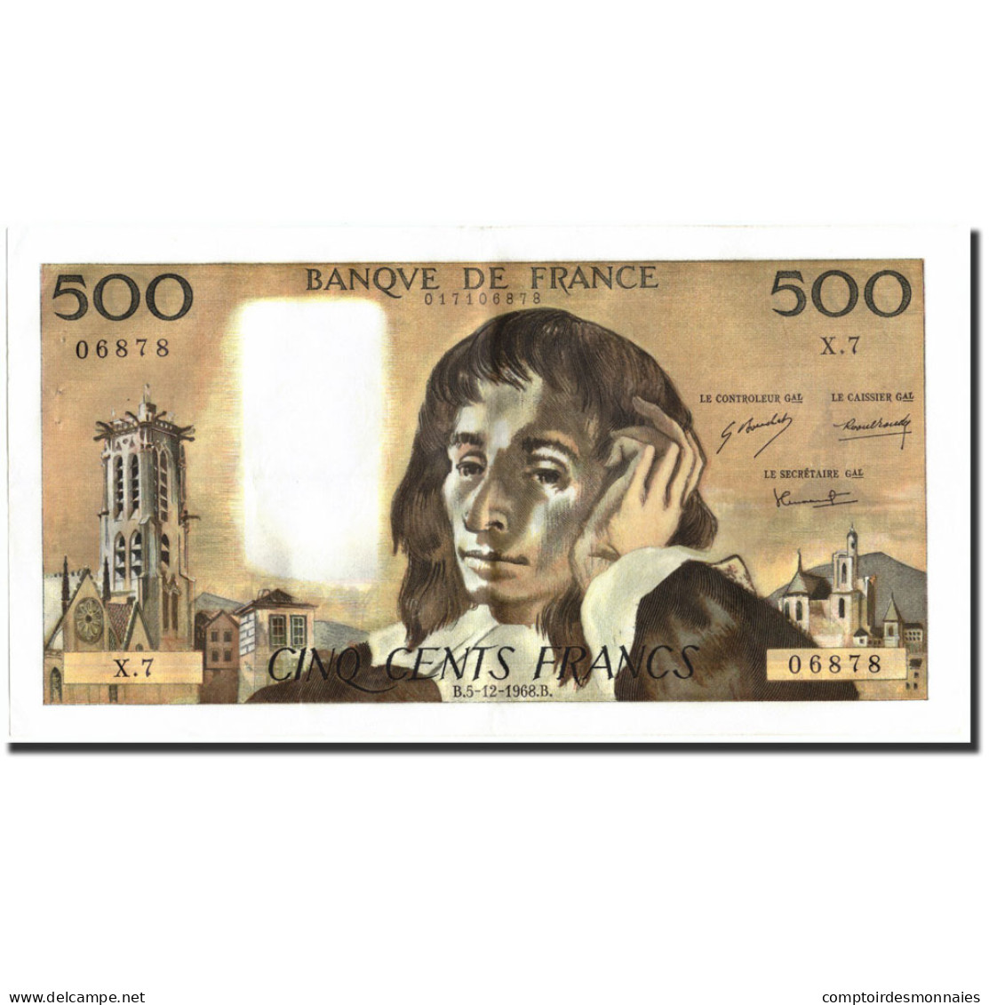 France, 500 Francs, 500 F 1968-1993 ''Pascal'', 1968, 1968-12-05, TTB+ - 500 F 1968-1993 ''Pascal''