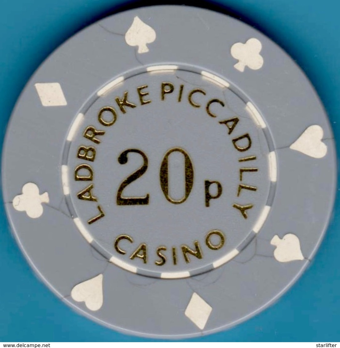 20p Casino Chip. Ladbroke Piccadilly, London, U.K. B73. - Casino