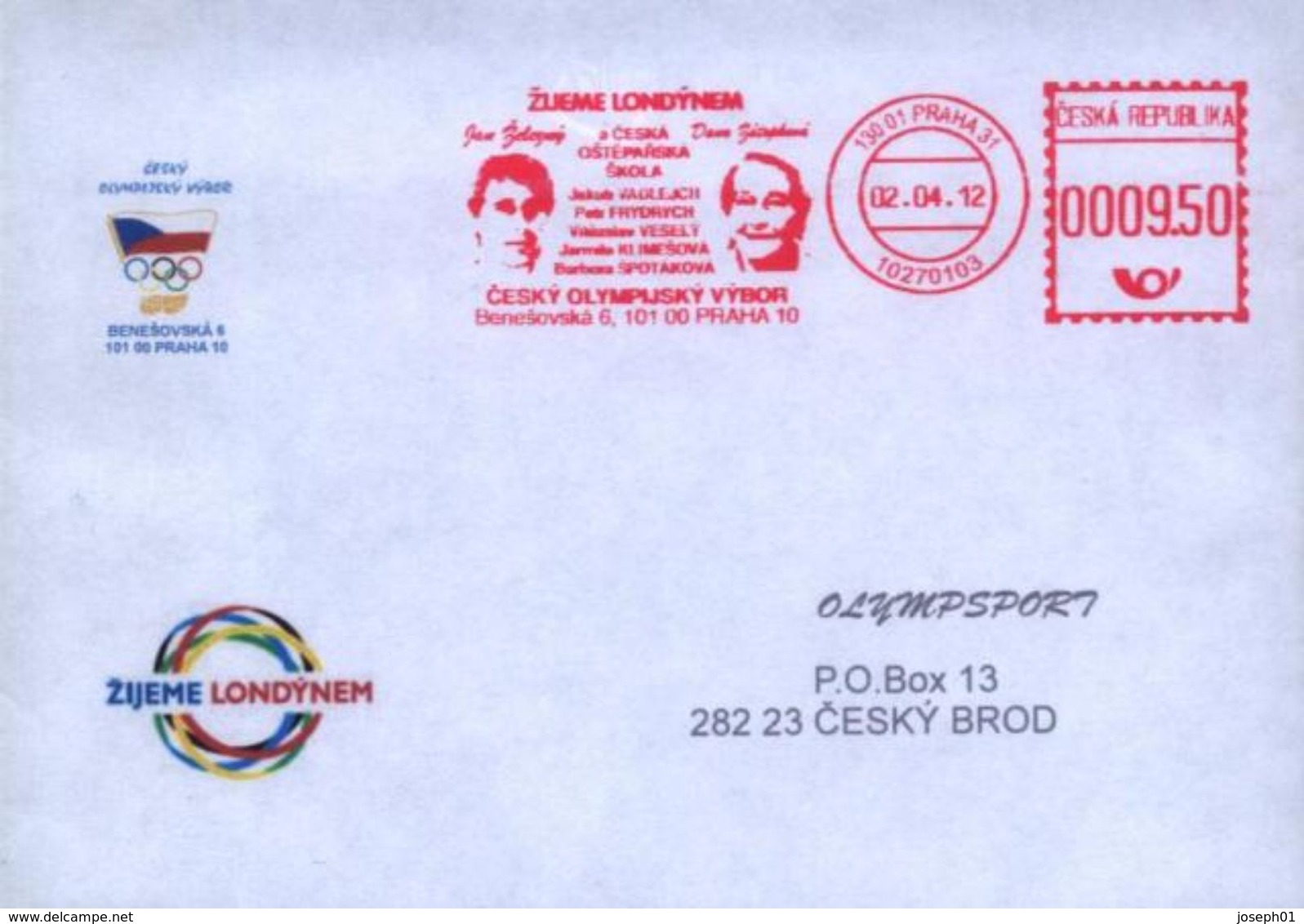 Czech Republic (12-02) Czech Olympic Committee - Olympic Winner Zelezny, Zatopkova - Cover - Autres & Non Classés