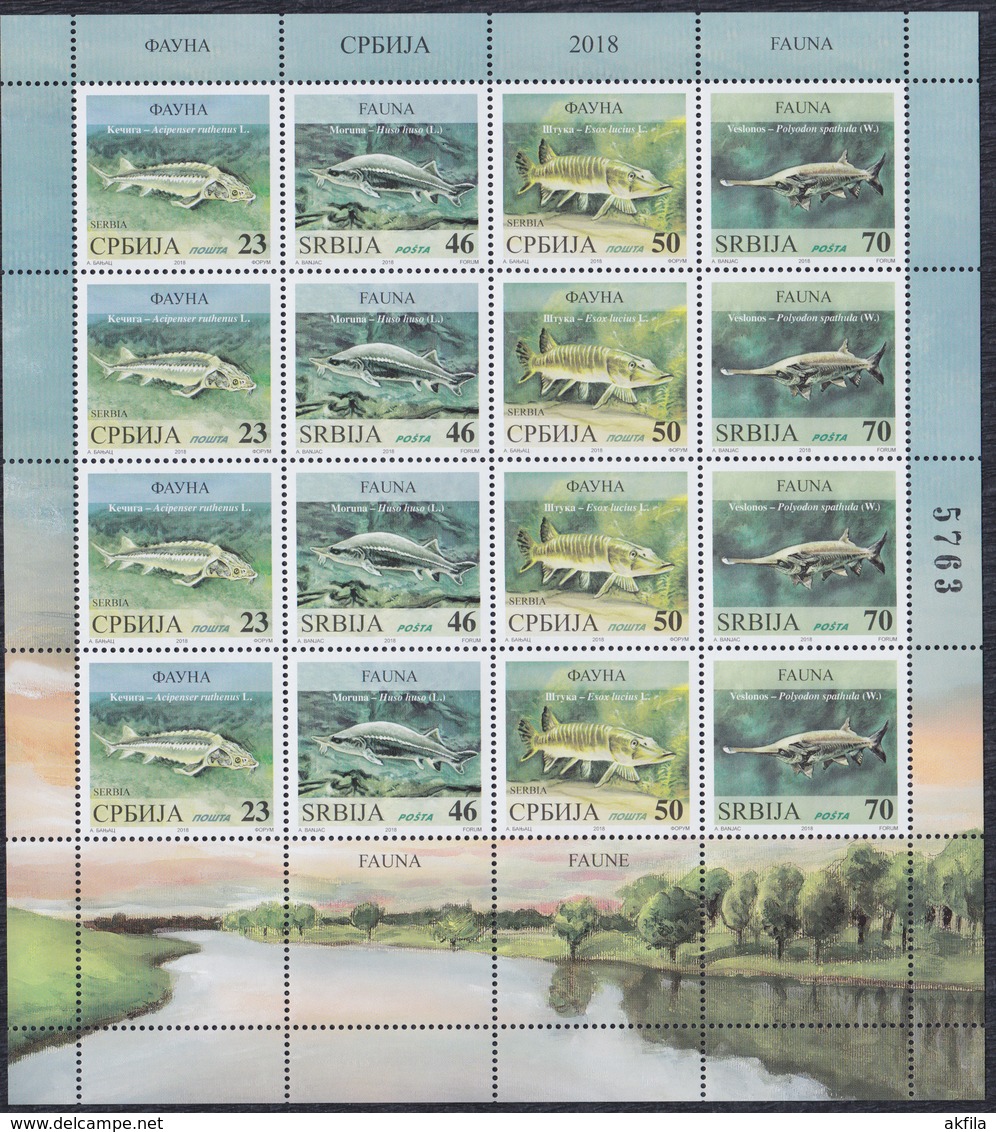 Serbia 2018 Animals (Fauna) - Fish, Sheet Of 4 Sets, MNH (**) - Serbie