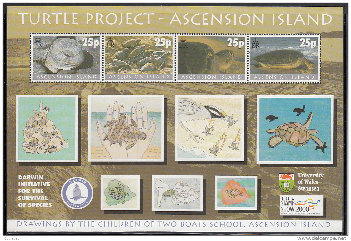 Ascension 2000 MNH Scott #754 Sheet Of 4 25p Turtle Project - Ascension (Ile De L')