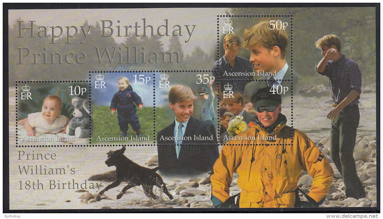 Ascension 2000 MNH Scott #759 Sheet Of 5 Prince William's 18th Birthday - Ascension (Ile De L')