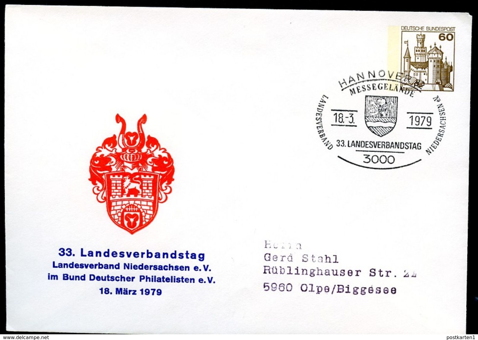 Bund PU114 D1/002 Privat-Umschlag WAPPEN HANNOVER Sost. 1979  NGK 4,00 € - Enveloppes Privées - Oblitérées