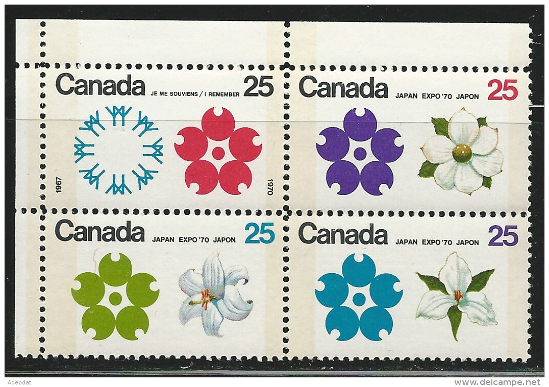 CANADA 1970 SCOTT/UNITRADE 511b (508-511)  SE-TENANT CB TAGGED W2B CAT VALUE US 13.25 - Ungebraucht