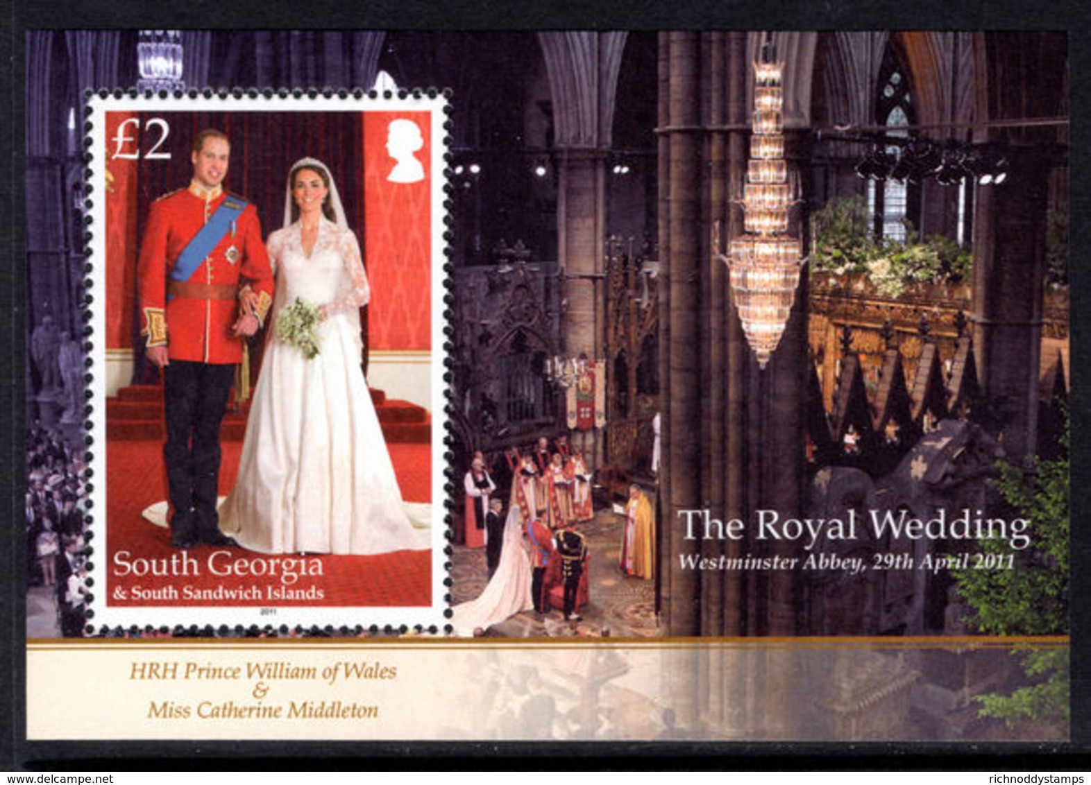 South Georgia 2011 Royal Wedding Souvenir Sheet Unmounted Mint. - South Georgia