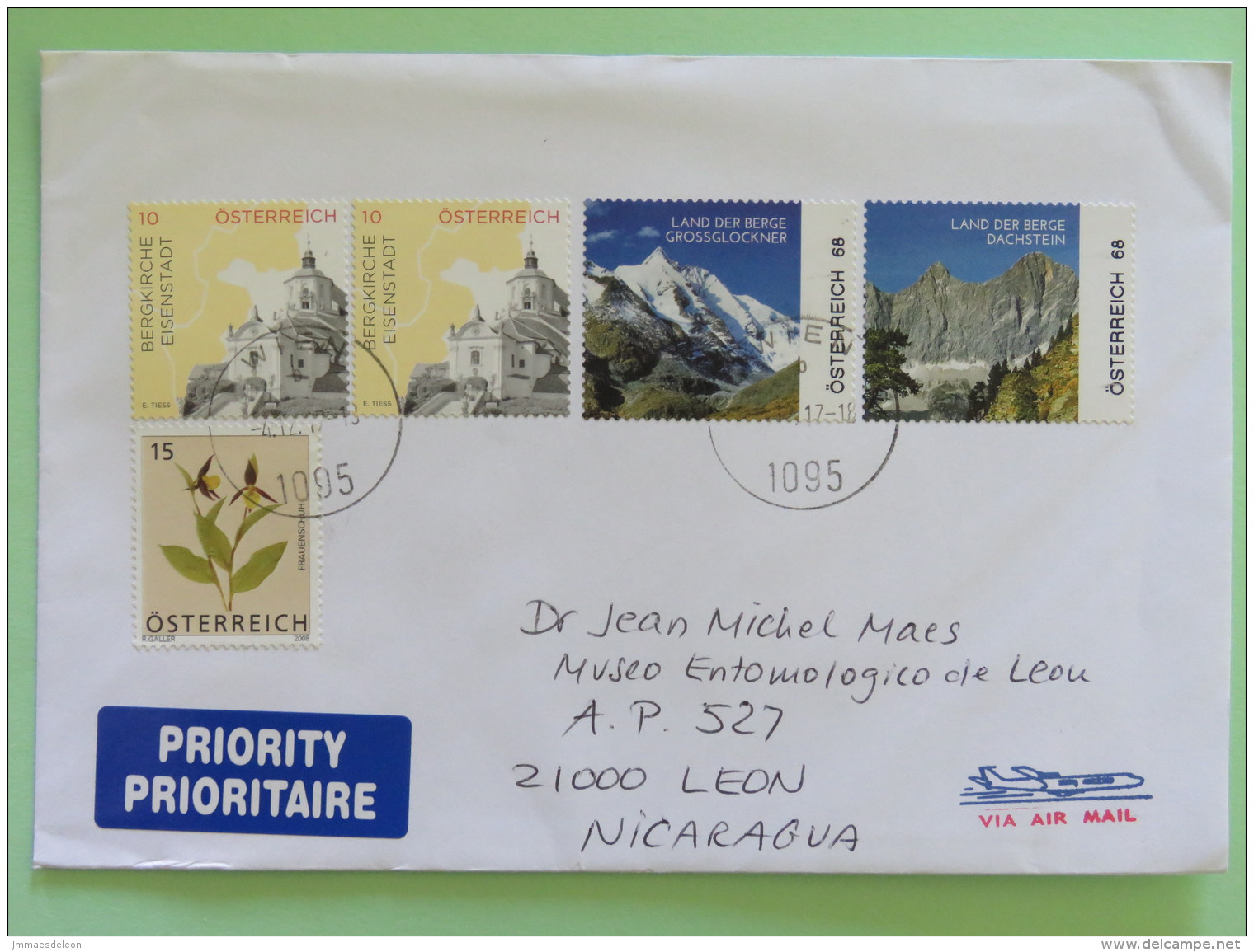 Austria 2016 Cover To Nicaragua - Mountain Flowers Church - Storia Postale