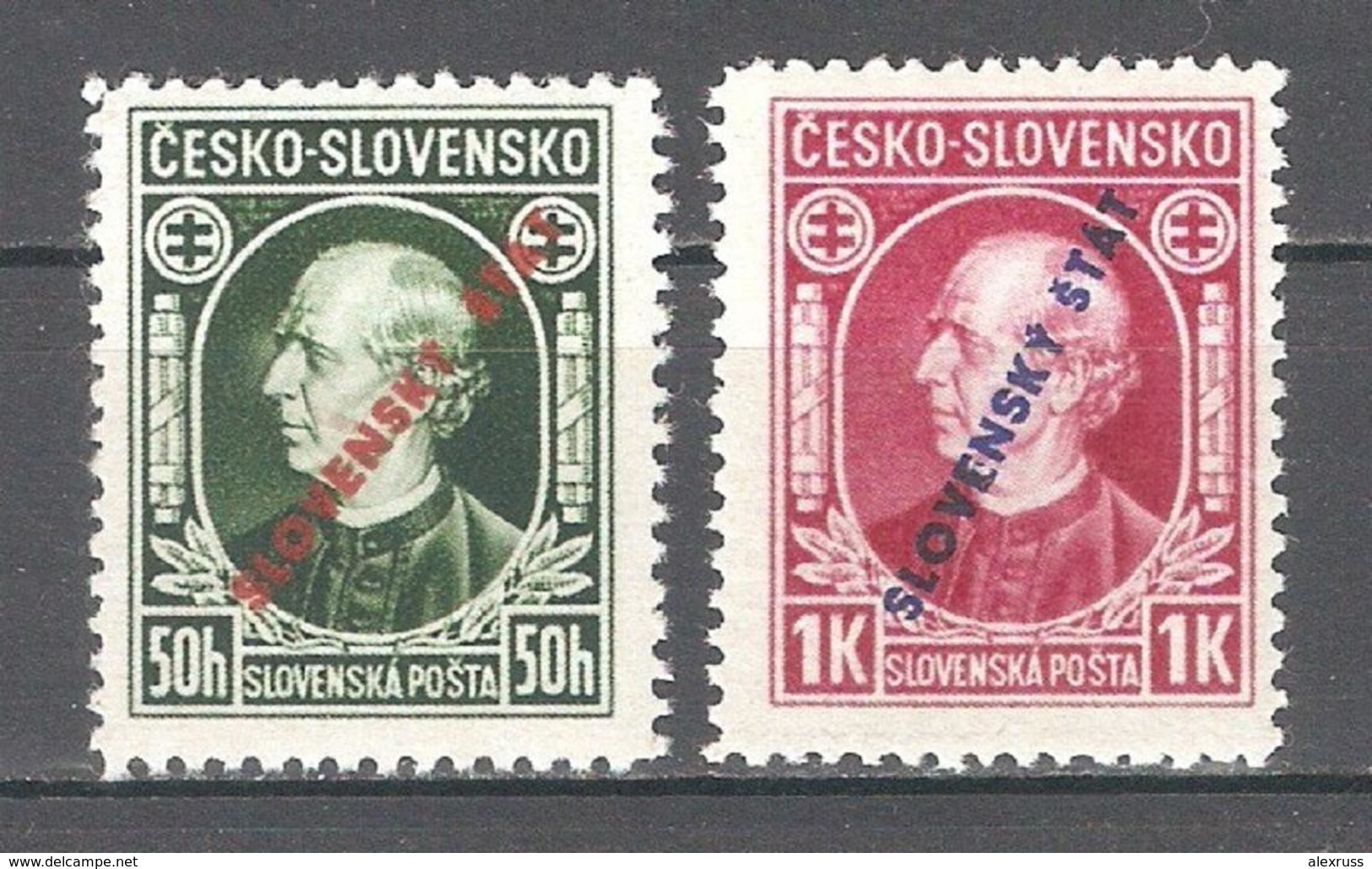 Slovakia 1939,Andrej Hlinka Overprinted,Sc 24-25,VF MNH** (MB-1) - Unused Stamps