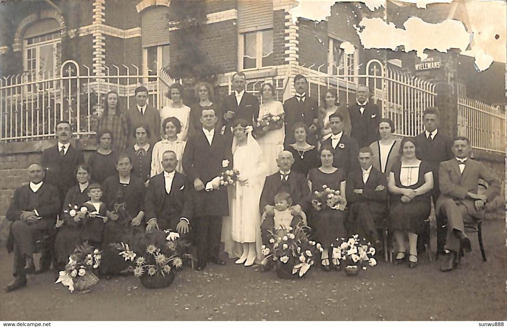 Welkenraedt - Carte Photo Mariage J. Schnorrenberg....animée...manque De Matière - Welkenraedt