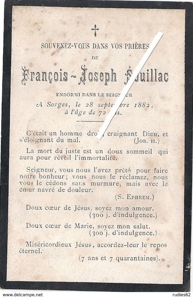 Image Mortuaire - Sorges - SOUILLAC François (époux De MALEVERGNE DE FRESSINIAT Antoinette) - Décès