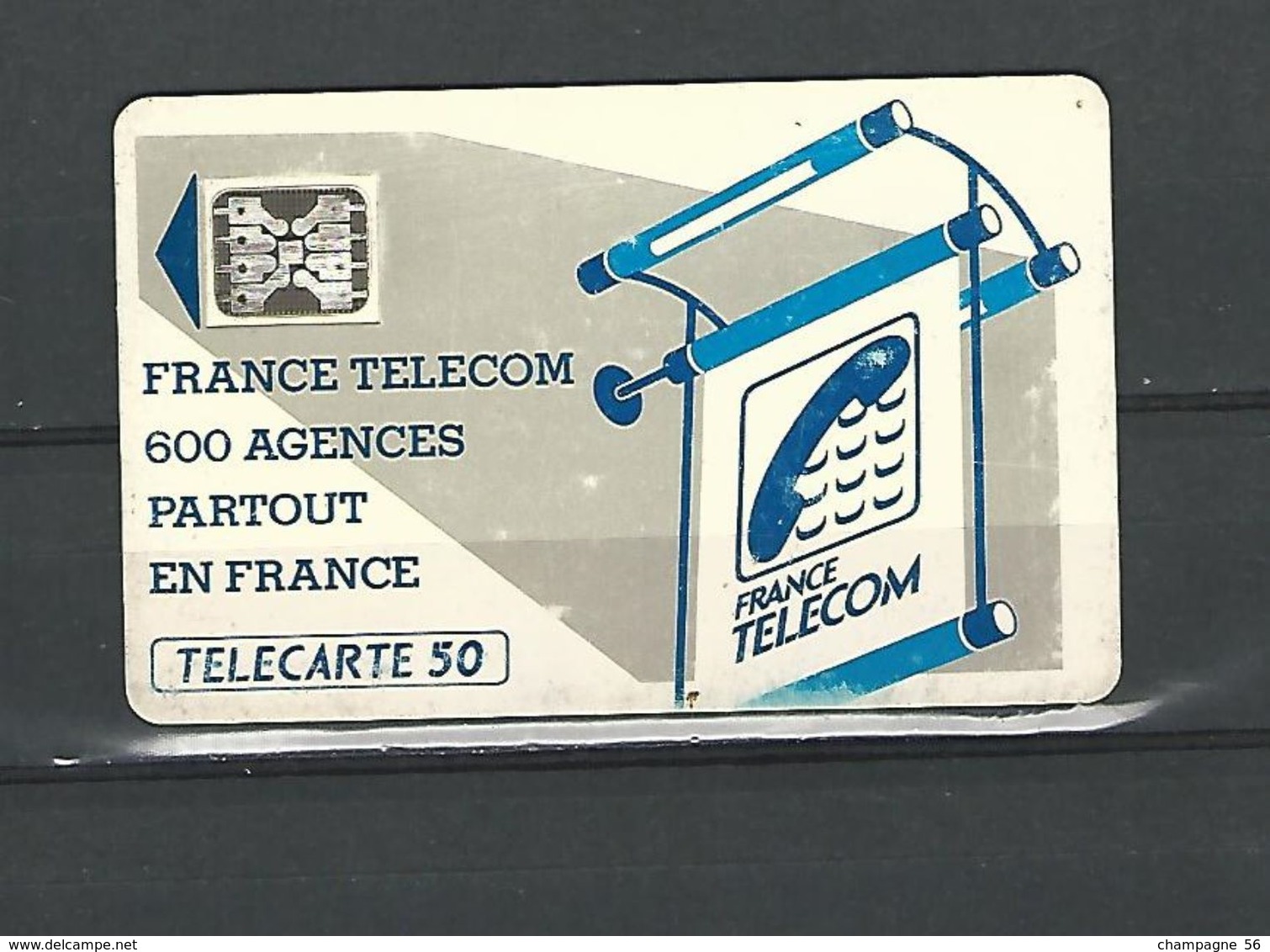 VARIÉTÉS FRANCE TÉLÉCARTE TELECOM 600 AGENCES SC5 ARGENT FOND NOIR Te18B 540   50 UNITÉ UTILISÉE - Variétés