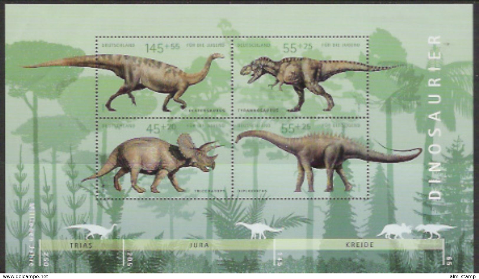 2008  Deutschland Germany Mi. Bl. 73**MNH    Jugend - Dinosaurier. - 2001-2010