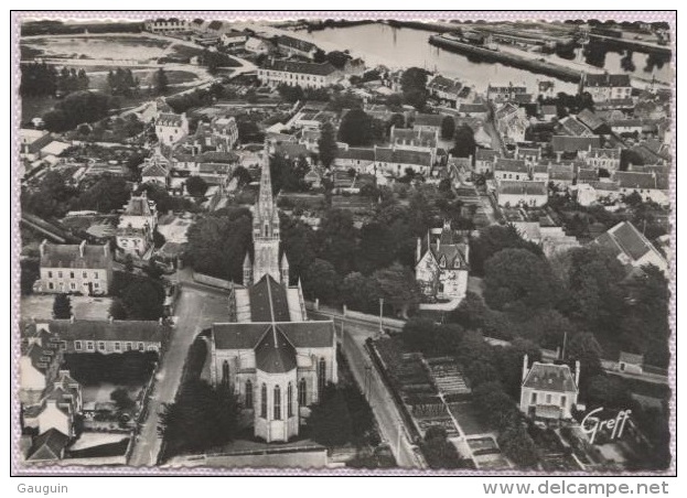 CPSM - PAIMPOL - VUE AERIENNE EGLISE ET BASSIN - Edition Greff - Paimpol