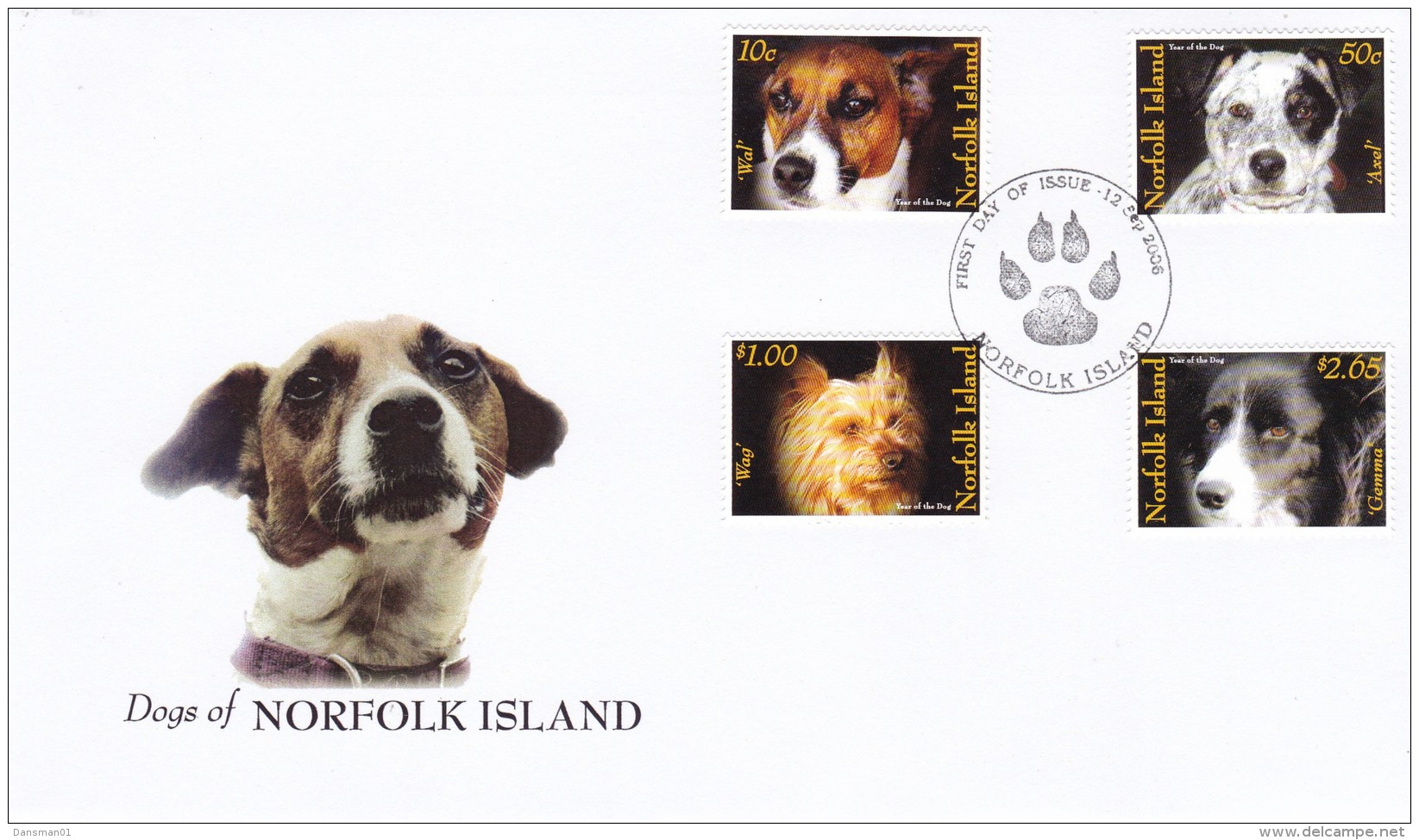 NORFOLK ISLAND 2006 Dogs FDC - Ile Norfolk