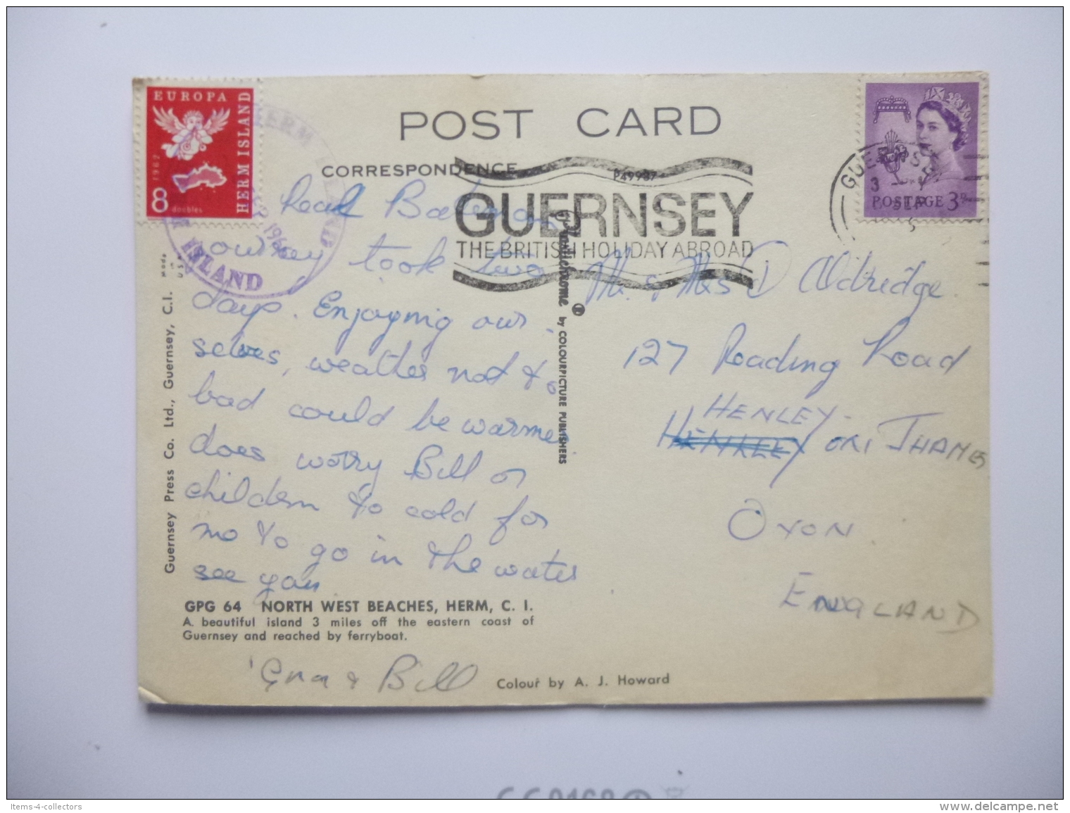 HERM ISLAND / GUERNSEY POST CARD USED 1966 - Other & Unclassified