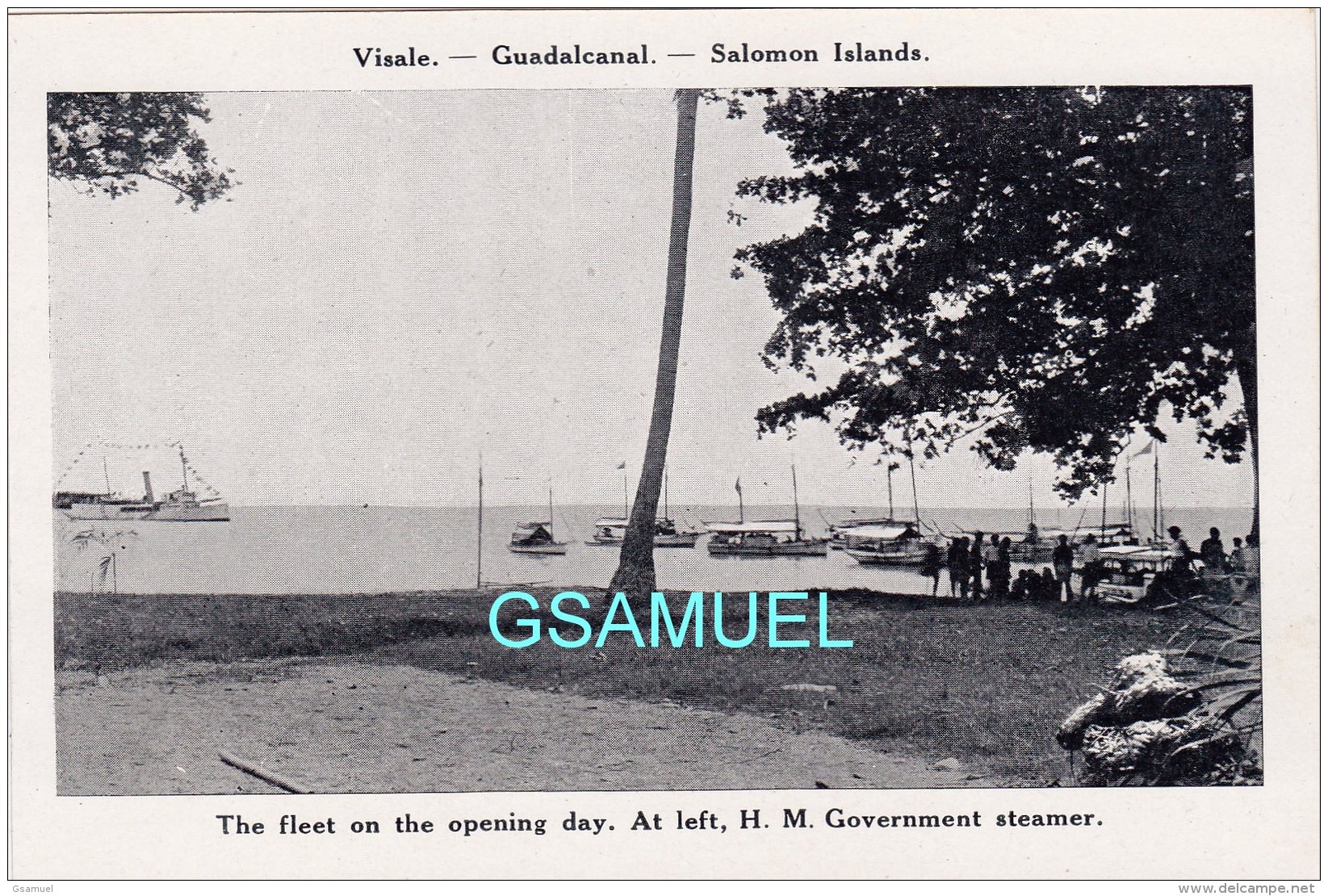 Oceanie, Visale Guadalcanal Salomon, Islands, The Fleet On The Opening Day. At Left, H. M. Government Steamer - Salomon