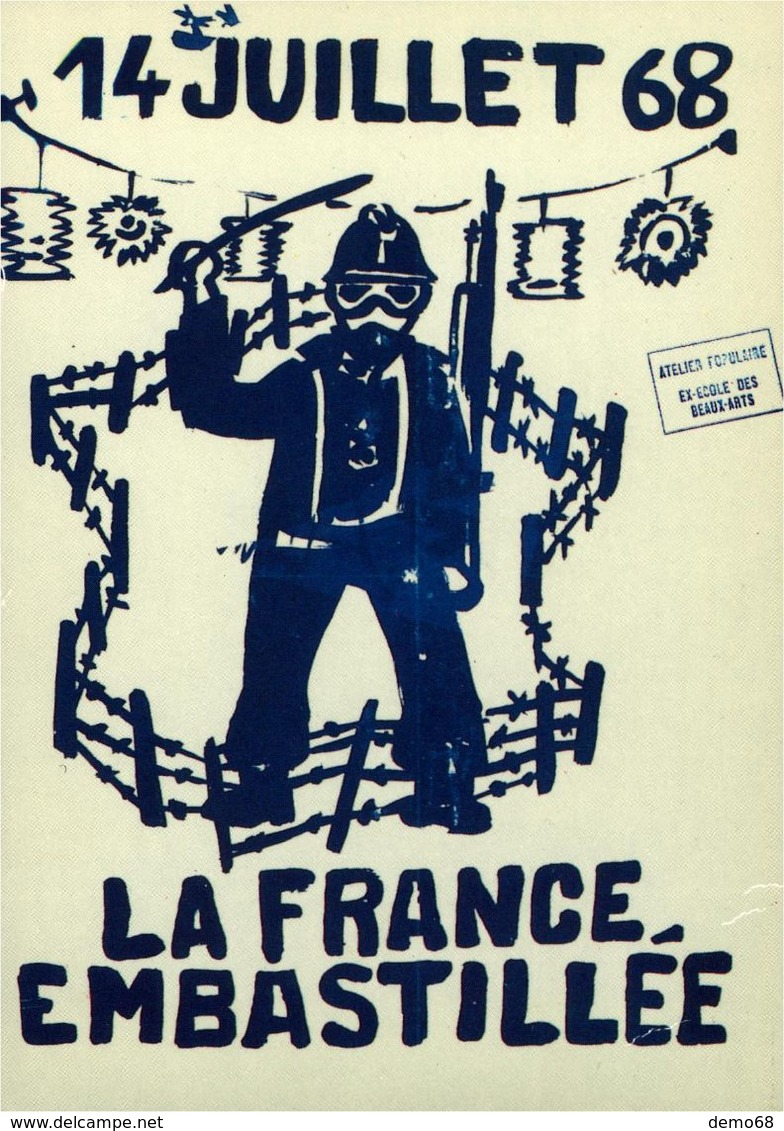 Fantaisie France Embastillée Illustrateur Guirlande Du 14 Juillet 1968 Ex école Des Beaux Arts Atelier Formulaire - Demonstrationen