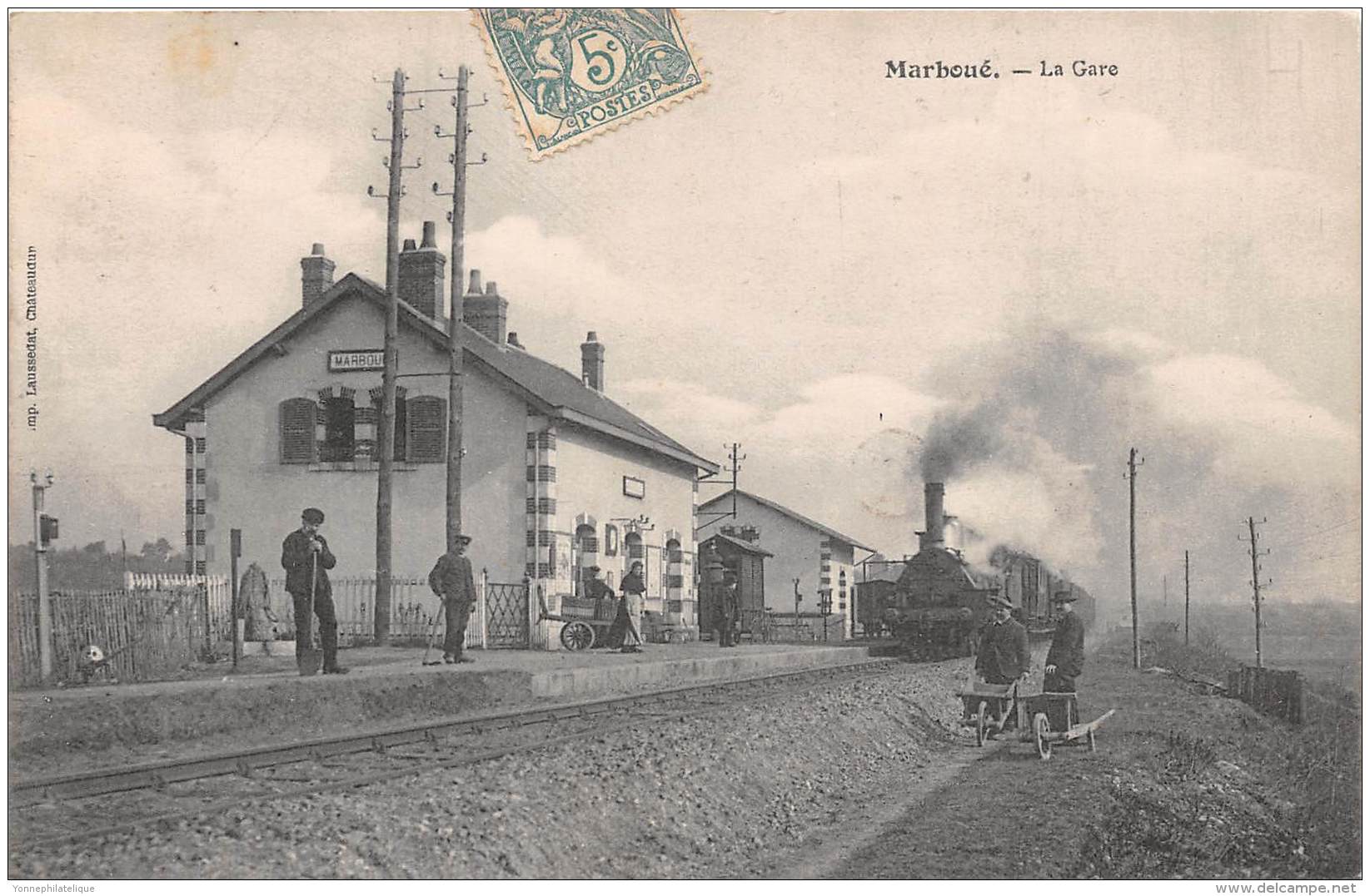 28 - EURE ET LOIR / Marboué -283167 - La Gare - Train - Beau Cliché Animé - Autres & Non Classés