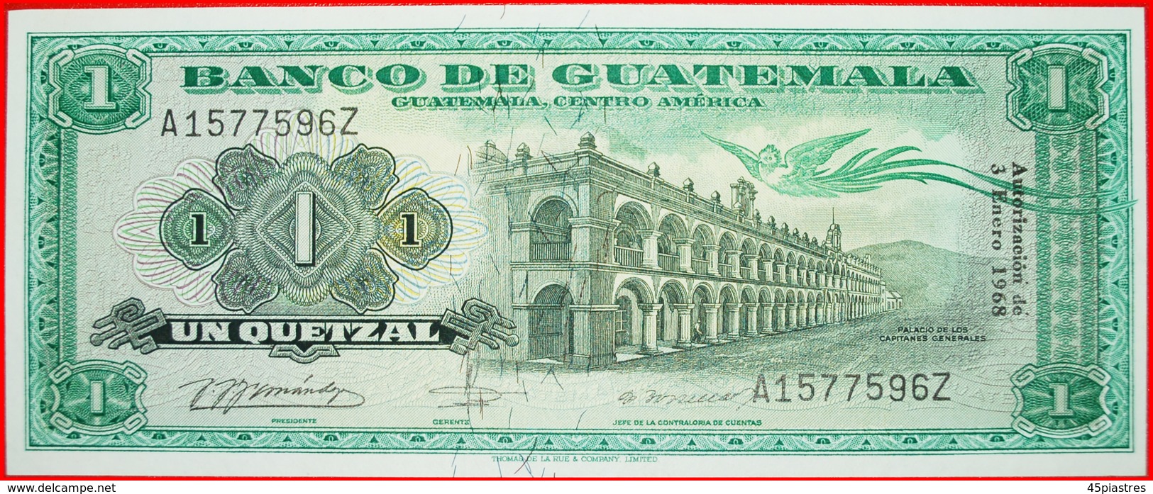 √ RARE: GUATEMALA ★ 1 QUETZAL 1968 UNC CRISP! LOW START ★ NO RESERVE! - Guatemala