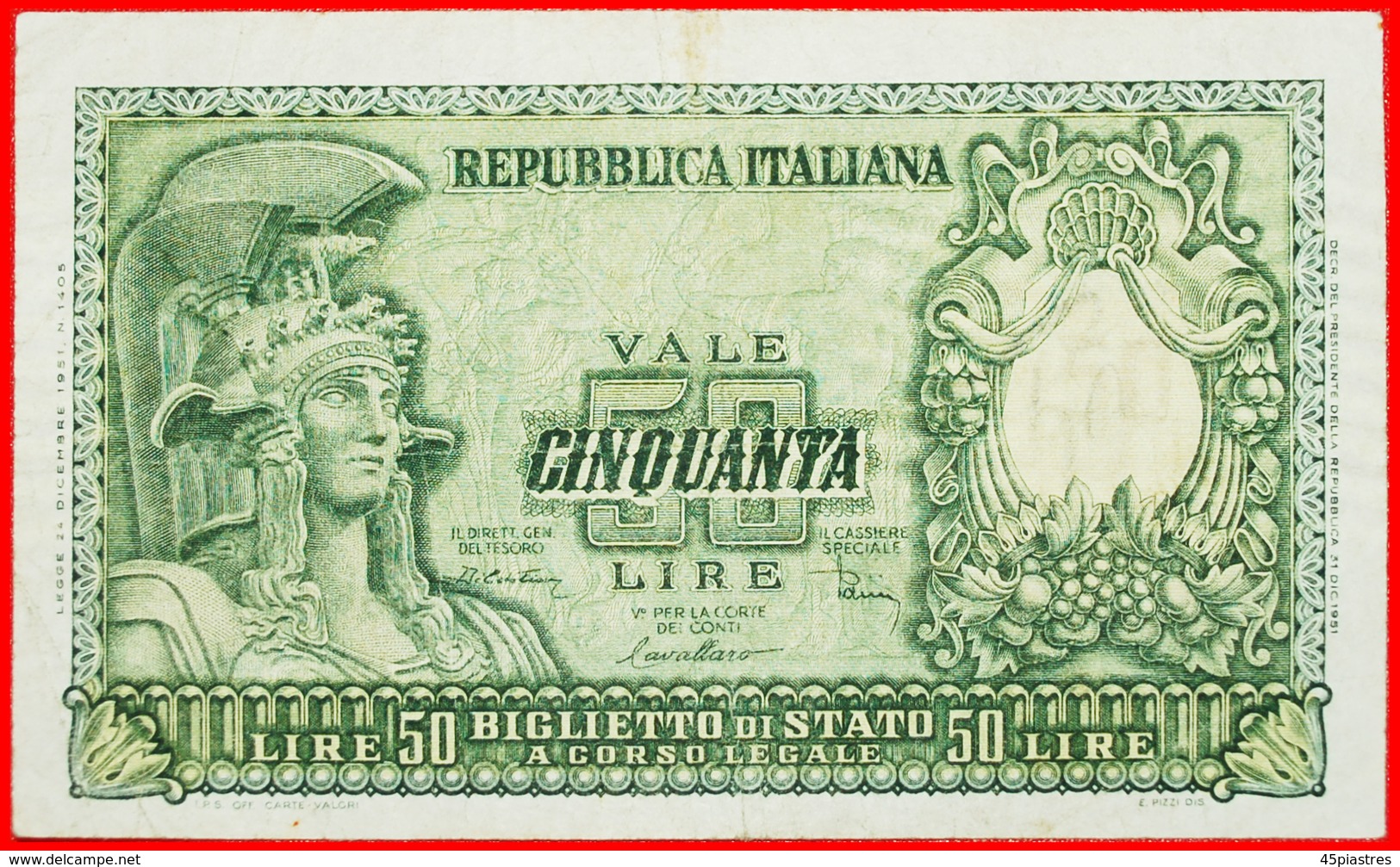 √ UNCOMMON TYPE: ITALY ★ 50 LIRE 1951 CRISP! LOW START ★ NO RESERVE! - 50 Lire