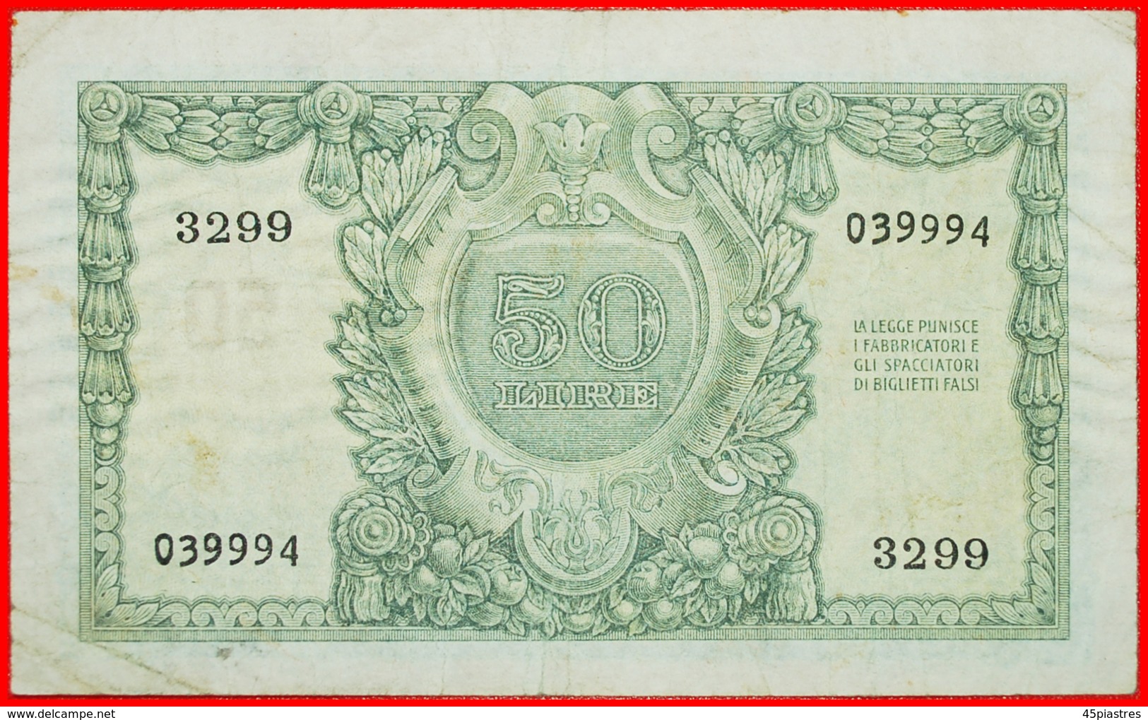 √ UNCOMMON TYPE: ITALY ★ 50 LIRE 1951 CRISP! LOW START ★ NO RESERVE! - 50 Lire