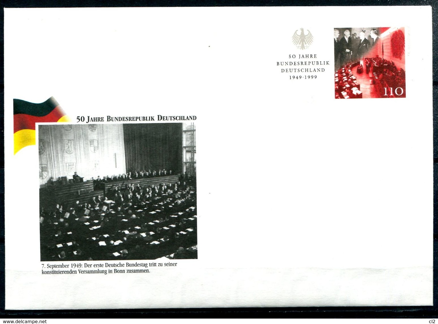 ALLEMAGNE - Ganzsache (Entier Postal) Michel USo 9 (50 Jahre Bundesprepublik) - Briefomslagen - Ongebruikt