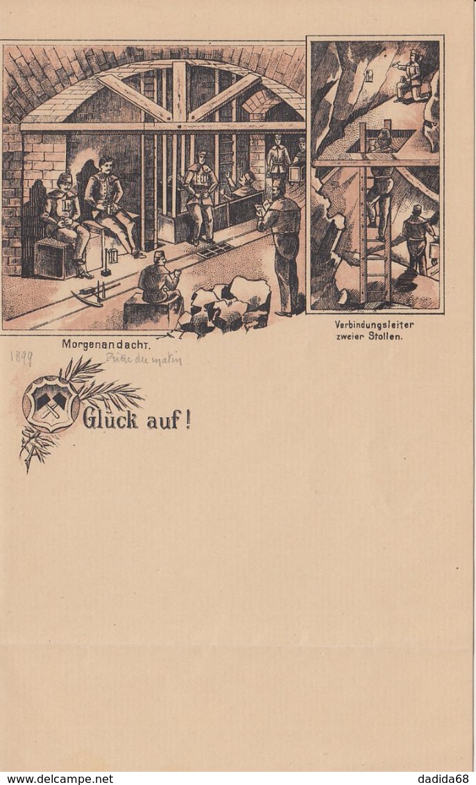 GLÜCK AUF -1899 - KOHLEBERGWERKE - MINES DE CHARBON -  RARE - 5 PLANCHES LETTRE A PAPIER - Non Classés