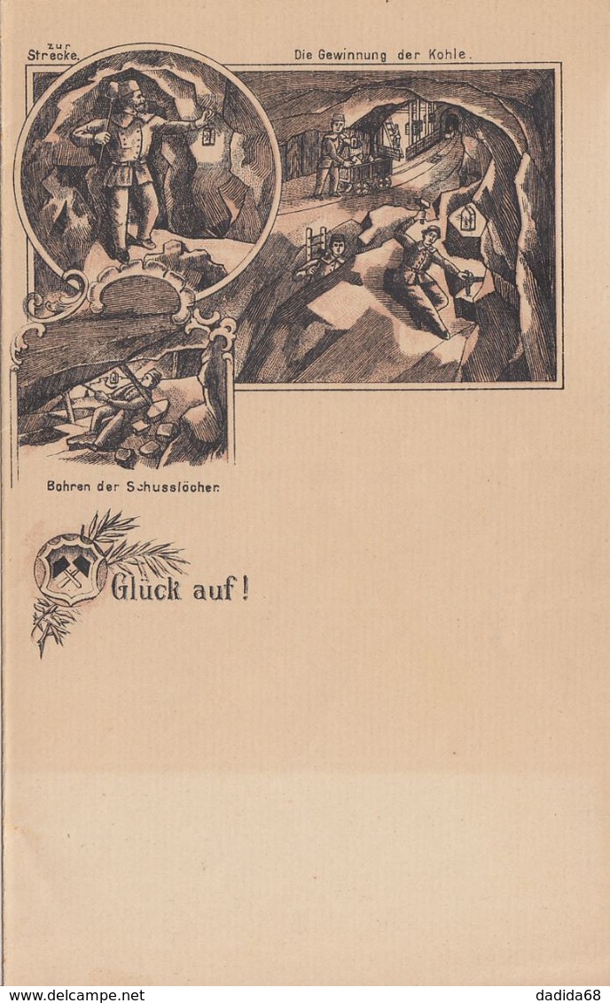 GLÜCK AUF -1899 - KOHLEBERGWERKE - MINES DE CHARBON -  RARE - 5 PLANCHES LETTRE A PAPIER - Sin Clasificación