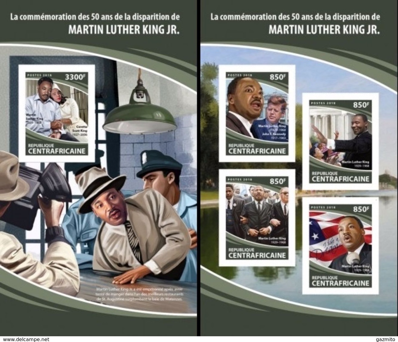 Centrafrica 2018, Martin Luther King, Kennedy, 4val In BF+BF IMPERFORATED - Martin Luther King