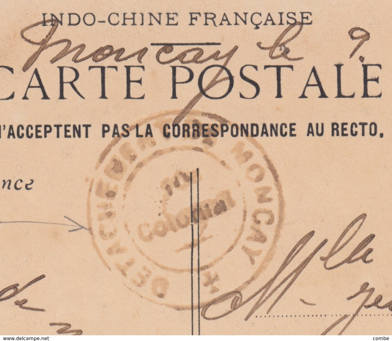 CARTE. CHINE CHINA. 9 4 15. PÈKIN LA CITÉ CHINOISE. DETACHEMENT DE MONCAY TOKIN INDOCHINE POUR LA FRANCE - Storia Postale