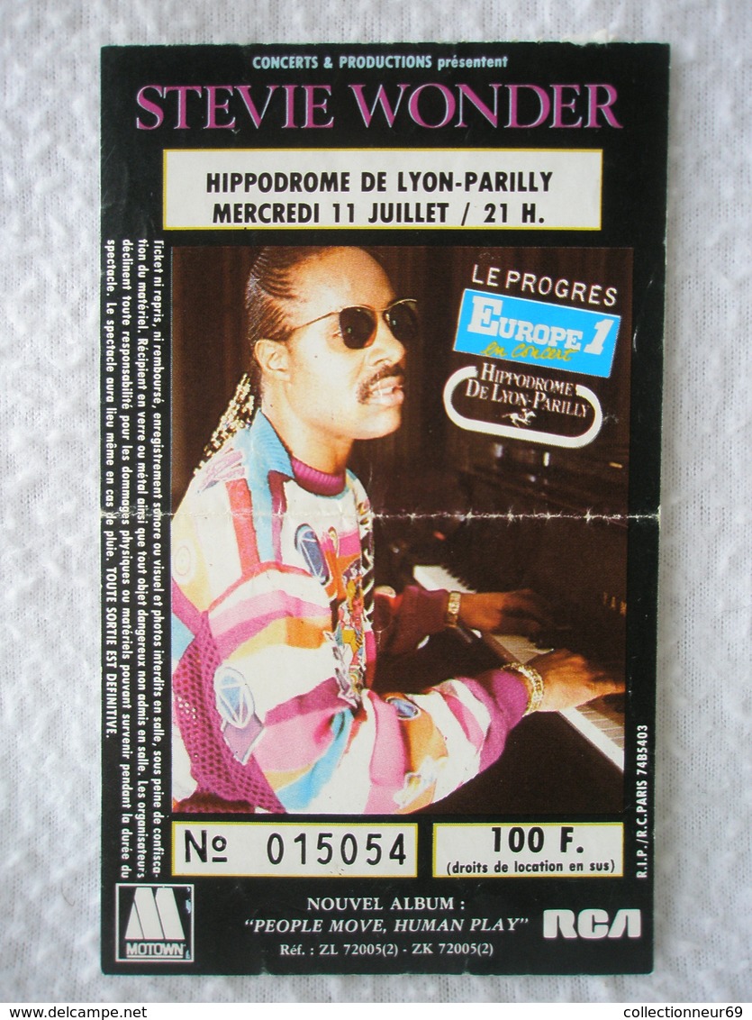 STEVIE WONDER Ticket De Concert à L'Hippodrome De LYON-PARILLY Le Mercredi 11 Juillet - Tickets D'entrée