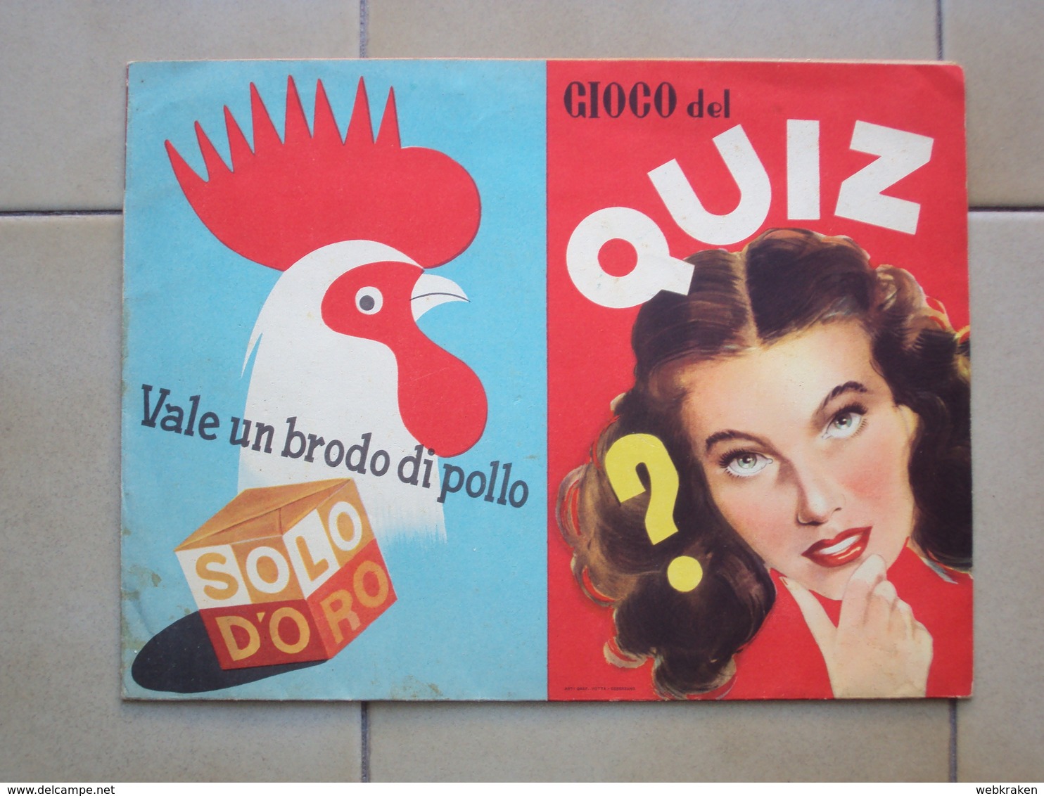 ITALIA DEPLIANT PUBBLICITARIO PIEGHEVOLE BROCHURE GIOCO QUIZ BRODO DI POLLO SOLO D'ORO BRESCIA - Altri & Non Classificati