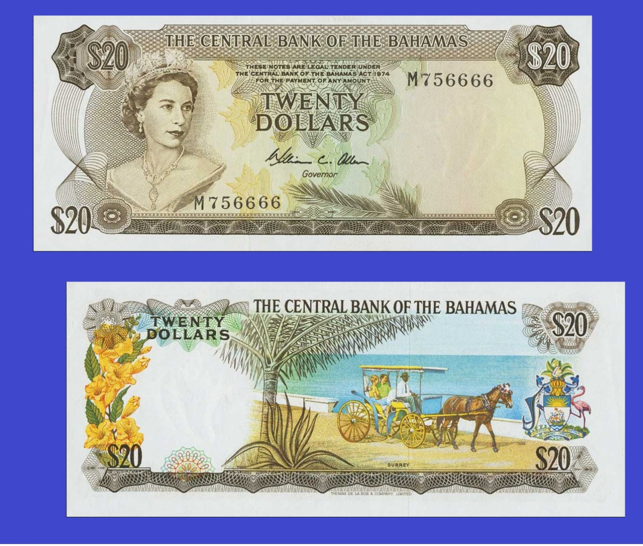 Bahamas  20 Dollars 1974  -- Copy - Copy- Replica - REPRODUCTIONS - Bahamas