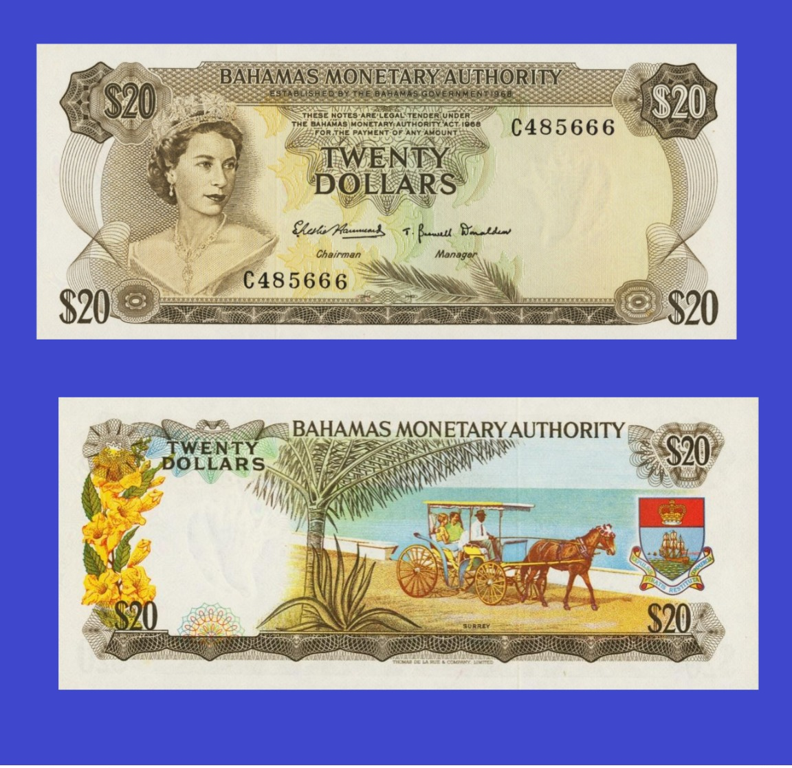 Bahamas  20  Dollars1968  -- Copy - Copy- Replica - REPRODUCTIONS - Bahamas