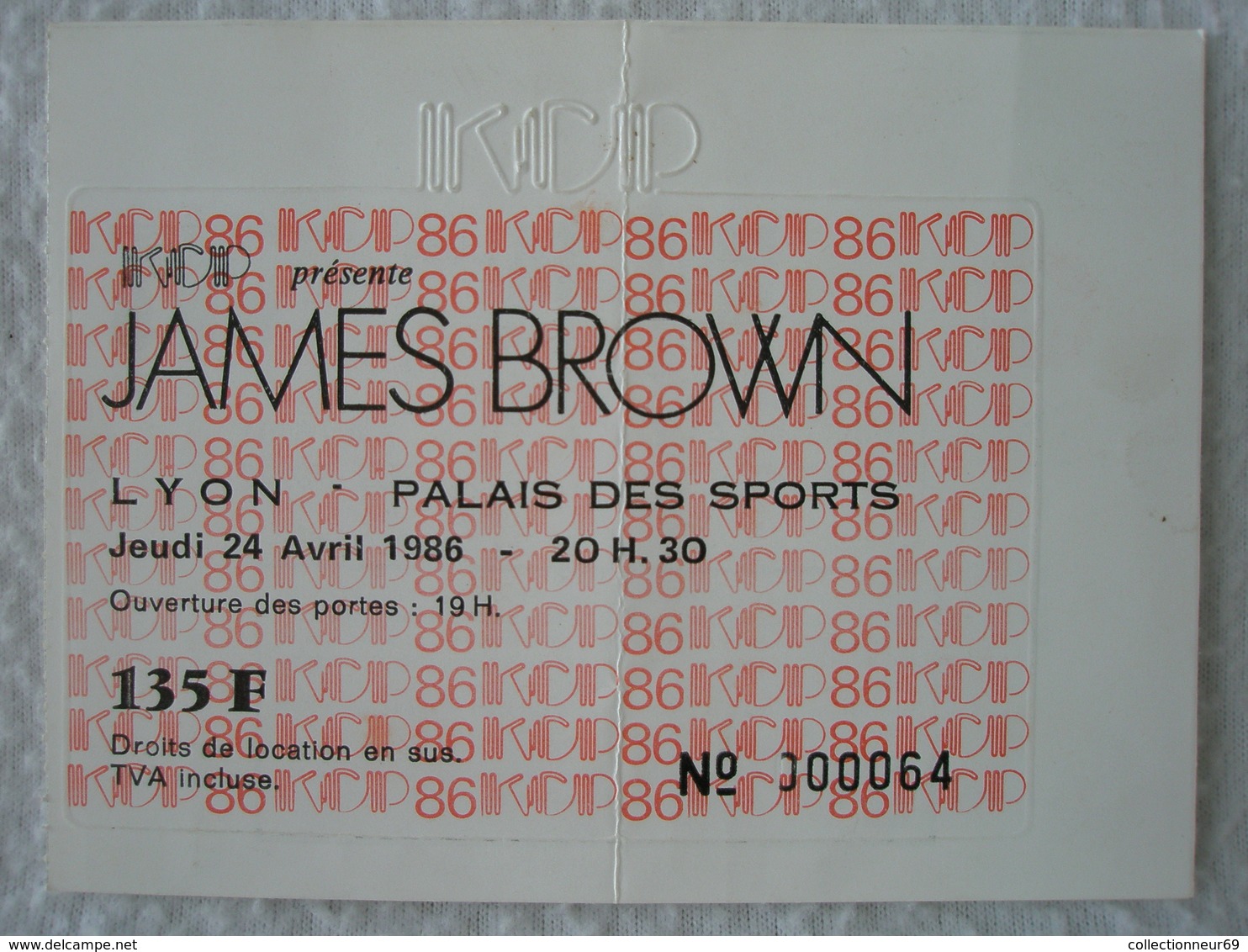 Ticket De Concert De JAMES BROWN à Lyon Au Palais Des Sports Le Jeudi 24 Avril 1986 - Tickets D'entrée