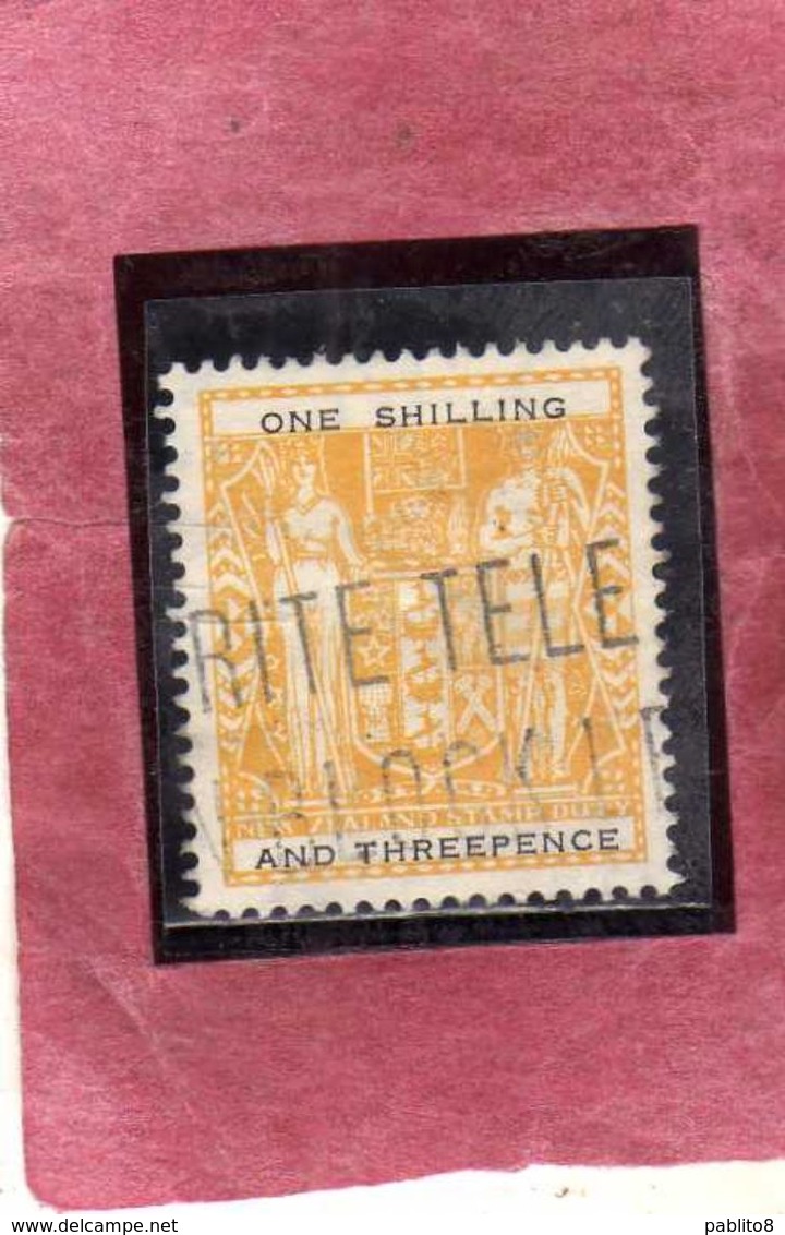 NEW ZEALAND NUOVA ZELANDA 1951 POSTAL FISCAL STAMPS ONE SHILLING AND THREEPENCE USATO USED OBLITERE' - Usati