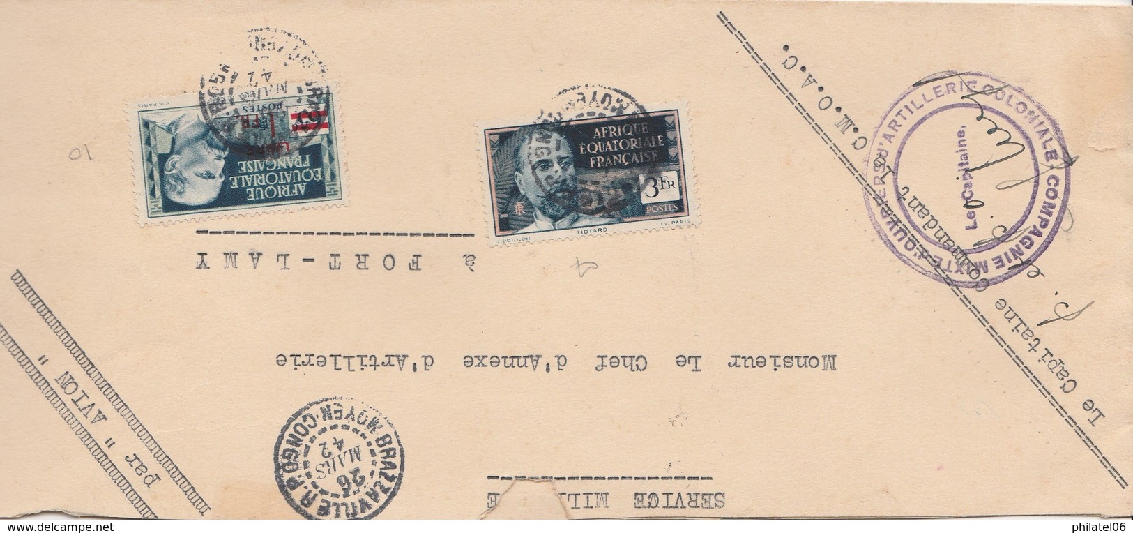 AEF  MOYEN CONGO LETTRE 1942  CACHET D'ARRIVEE - Lettres & Documents