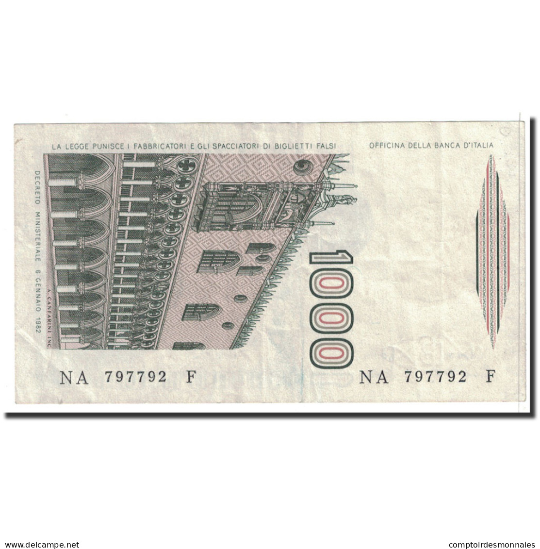 Billet, Italie, 1000 Lire, 1982, 1982-01-06, KM:109a, TTB+ - 1000 Lire